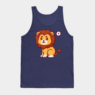 Cute Lion Sitting Cartoon Tank Top